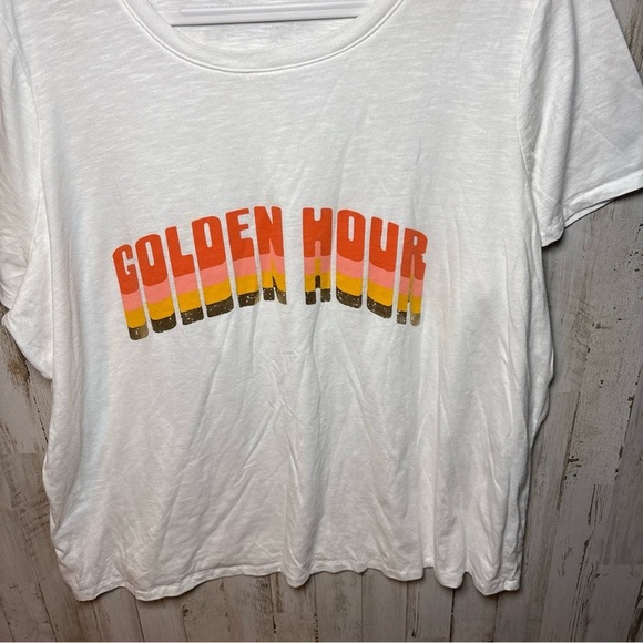 Lane Bryant Women's Sz 22/24 Golden Hour Graphic TShirt Cotton Blend White - Picture 6 of 15